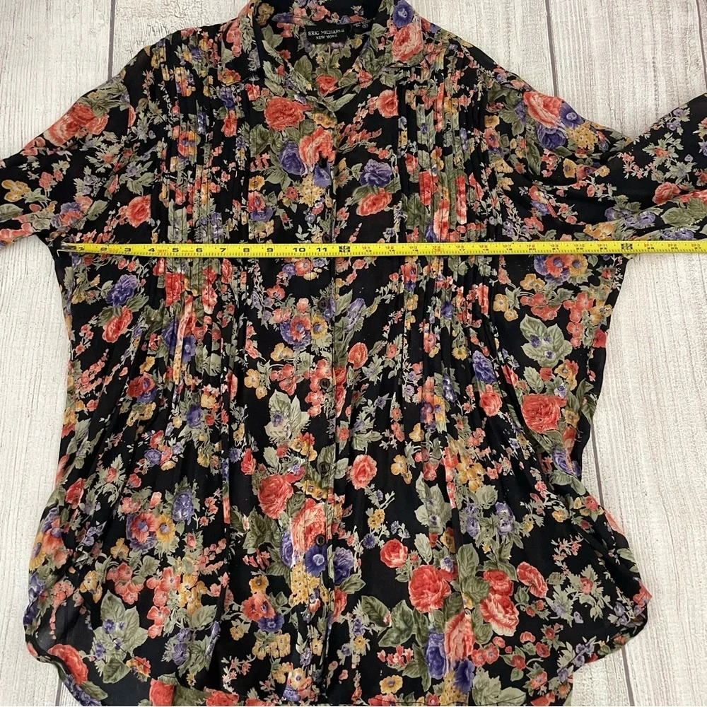 ERIC MICHAELS New York Women’s Multicolor Floral Button Up Blouse Size Small